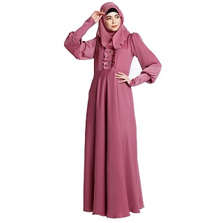 Umbrella abaya in shiny nida fabric- Puce Pink